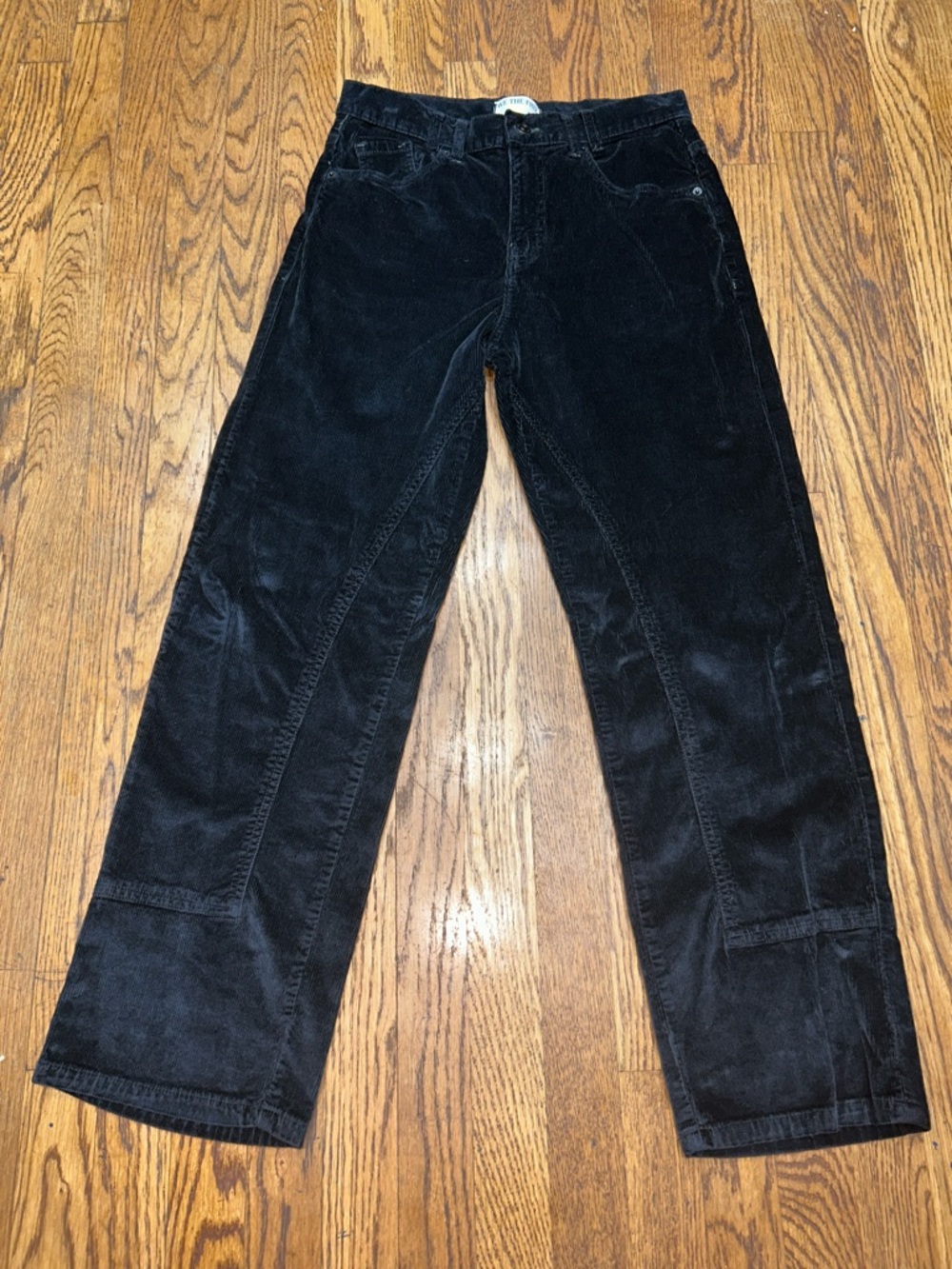 Free People Black Corduroy Risk Taker Mid Rise Pants 28 Minimalist Lagenlook